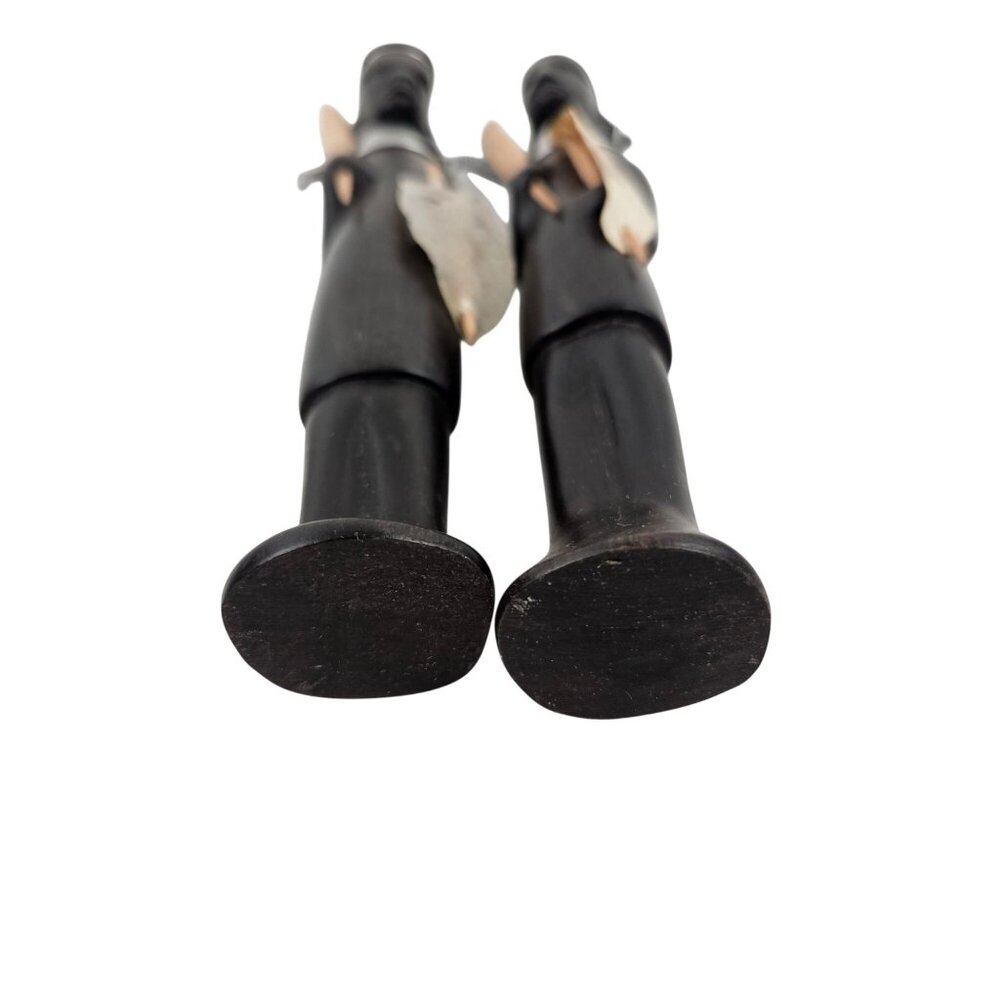 Vintage African Tribal Style Carved Figurine Pair Metal Neck Rings Spears - Picture 10 of 10